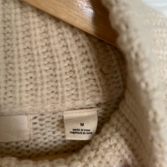 Anthropologie Sleeping on Snow Ivory Mock Neck Wool Embroidered Sweater Size M - Picture 8 of 13